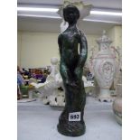 A bronze figure of a standing nude female bather, after Pierre Bonnard, and bearing PB monogram