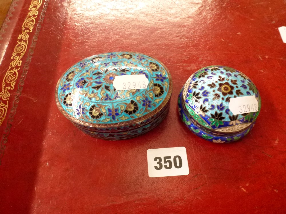 Two modern Indian 925 boxes, brightly enamelled overall, 6.1 ozt WE DO NOT TAKE CREDIT CARDS OR