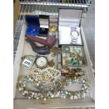 Sundry items including costume jewellery, Norwegian enamel butterfly brooch, two cased pipes,