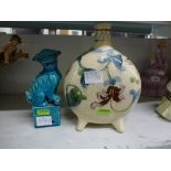 A Guan ware style vase and a turquoise Fo dog WE DO NOT TAKE CREDIT CARDS OR CASH. STORAGE IS