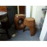 Two native carved hardwood stools. WE DO NOT TAKE CREDIT CARDS OR CASH. STORAGE IS CHARGED AFTER THE