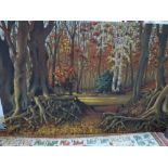 William Allcroft Smith, an oil on canvas of a forest clearing in autumn, signed (60 x 99 cm). WE