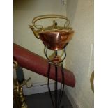 An Arts & Crafts copper spirit kettle on stand after Benson. [under s82] WE DO NOT TAKE CREDIT CARDS