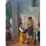 Luigi Zacca, oils on panel, a charming interior scene with children at play, by an open window,
