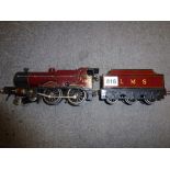 An o gauge model railway locomotive by Bassett-Lowke, LMS, with tender [upstairs silver plate