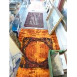 A 1970s rug in shades of orange 'Finlandia Rya 2' woven in England by Broadloom Carpets Ltd., a