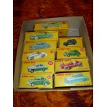 Dinky cars including 132 Packard Convertible, 24C Citroen DS 19, 24B Berline 403 Peugeot, 133