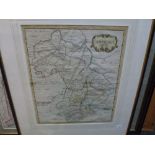 An antique engraved and hand-coloured map of 'Cambridge shire', probably by Robert Morden,