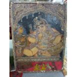 A rare antique painted cotton mounted on a panel of an Indian infant princess; the paint is highly