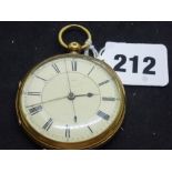 A Victorian 18 ct gold key-wound pocket watch, the lever movement no. 56126, with cream dial and