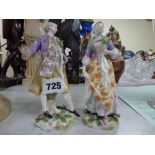 A pair of French Samson porcelain figures in 18th century Meissen style, circa 1900, each carrying a