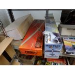 Model kits including a Multiplex Easy Star, a Groupner Cirrus and a Hypercat [upstairs shelves] WE