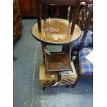 A Victorian bamboo occasional table the circular top with painted decoration above four folding