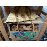 A Michael Kors plaited palm wicker tote bag and other skin and leather ladies' handbags [upstairs