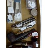 Two Dunhill pipes, each with a gilt ring stamped Dunhill Classic Series, two other pipes, a mother-