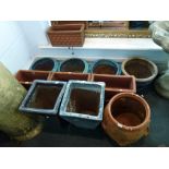 14 planters including hexagonal and mainly terracotta. WE DO NOT TAKE CREDIT CARDS OR CASH.
