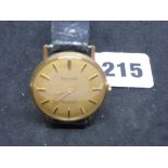 A vintage Accurist 9 ct gold gentleman's Shockmaster wrist watch, with tan dial, Edinburgh import