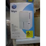 A boxed Blyss 10L dehumidifier [G38] WE DO NOT TAKE CREDIT CARDS OR CASH. STORAGE IS CHARGED AFTER