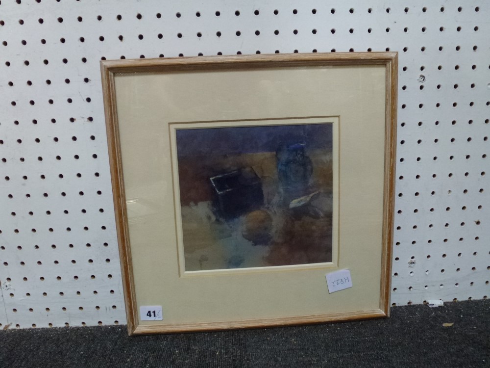 Christa Gaq, Still life at Sampford Spiney, watercolour and gouache, signed (exhibited at the New