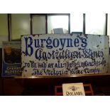 A large vintage enamel sign Burgoyne's Australian Wines, plus another of two kittens in a pair of