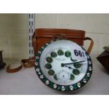 A glamorous early 20th century French desk timepiece in glass of spherical form with green and white