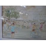 Loh Chaw Teck, a watercolour of an Asian market place, signed and dated '91, and a framed study of
