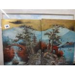 Four painted and gilt Asian furniture panels (largest 40 x 28 cm) (4) WE DO NOT TAKE CREDIT CARDS OR