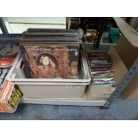 A box of 12 in records, mainly 1970s rock and pop including Diana Ross, The Carpenters, Rod Stewart,