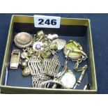 A quantity of 9 ct gold, comprising: a charm bracelet, a gate bracelet, a lady's wrist watch on gold