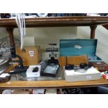 Vintage 1950s to 1980s microscope, microscope bases, lenses, filters and various microscopic related