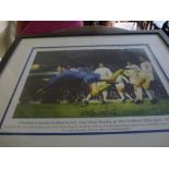 A signed print of a painting showing the Peter Osgood equaliser goal 29/04/70, signed by Paul