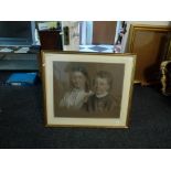 J. Gilbert, a coloured chalk on toned paper portrait of a brother and sister, signed and dated