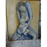 Klor, an oil on canvas Mother and Child, signed and dated 2001 (100 x 80 cm) framed. WE DO NOT