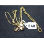 9 ct gold, comprising: rope-twist necklace and bracelet, chain bracelet, St Christopher pendant, and