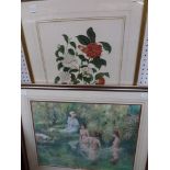 Seevey-Lester, a pastel of nude bathers, signed; an oils on canvas of a woodland pool, signed, and a