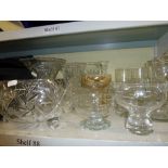 A large quantity of glassware including cut glass wine glasses, hop glasses, brandy balloons,