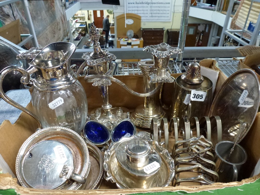 A quantity of silver-plated items, in two cartons and loose, including a late Victorian meat dome,