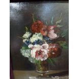 Jacques Dubois, oils on canvas, still life of flowers in a glass vase, signed (49 x 40 cm), parcel-