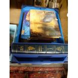 A carton of books on art including a leather-bound Sir William Russell Flint catalogue raisonne,