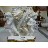 A Victorian Moore Brothers table centrepiece modelled with three cherubs and polychrome cactus