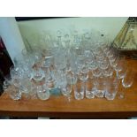 A quantity of glassware including eight decanters and stoppers, Dartington Crystal wine glasses,