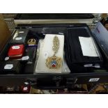 An overnight document case with Bugatti stamp containing a pair of 9 ct gold cufflinks (jewellery