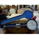 An American Vega long neck 5-string banjo model no. A-11200 in hard case WE DO NOT TAKE CREDIT CARDS