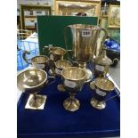 Eight silver trophy cups, with one cover, all inscribed as prizes for Hoover Works Fire Brigade