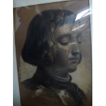 Thomas Wilson, a black chalk heightened with white portrait of Joan of Arc in armour, signed and