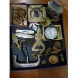 An interesting lot including a silver pen-knife with a silver and a steel blade, a mother-of-pearl