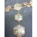 A good Japanese plaque necklace, in cloisonné enamel and engraved brass, Meiji period, decorated