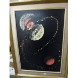 A vintage screen print on canvas of planets entitles 'Marte' by Cazzamali WE DO NOT TAKE CREDIT
