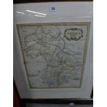 An antique engraved and hand-coloured map of 'Cambridge shire', probably by Robert Morden,