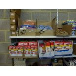 The stock from a retired hardware dealer including spare shelf locator packs, self-adhesive lead